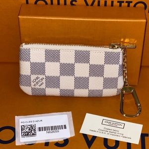 Authentic Louis Vuitton Key Pouch Damier Azure